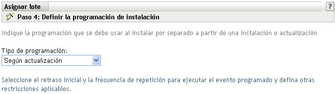 Página Programación de distribución de lotes