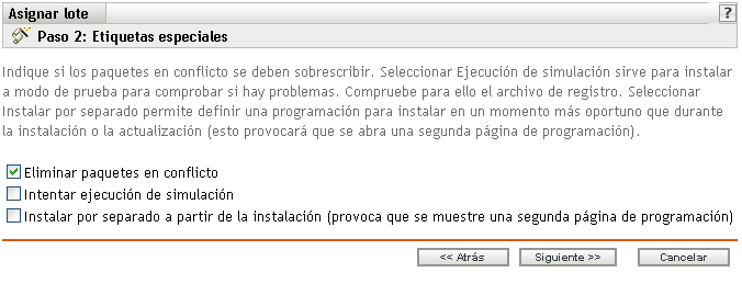 Página Etiquetas especiales