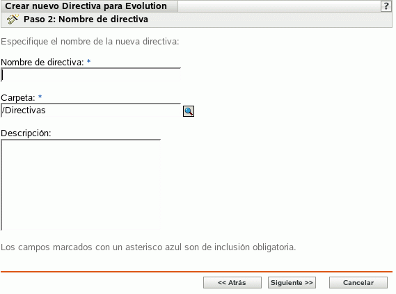 Página Nombre de directiva
