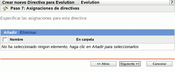 Página Asignaciones de directivas