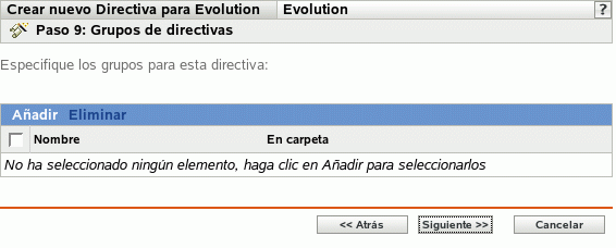 Página Grupos de directivas