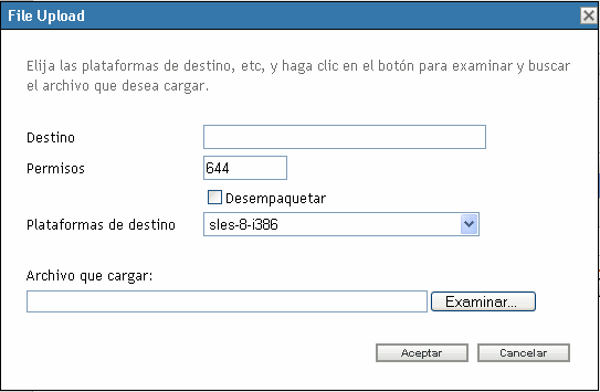Recuadro de diálogo Carga de archivo
