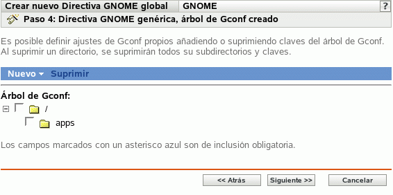 Página Árbol de Gconf creado