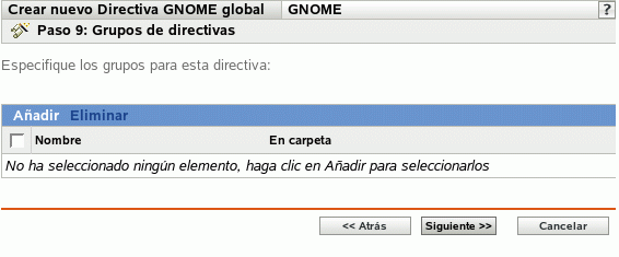 Página Grupos de directivas