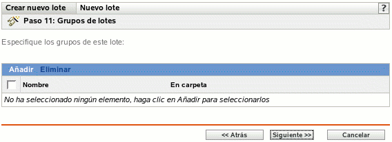 Página Grupos de lotes