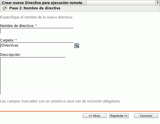 Página Nombre de directiva