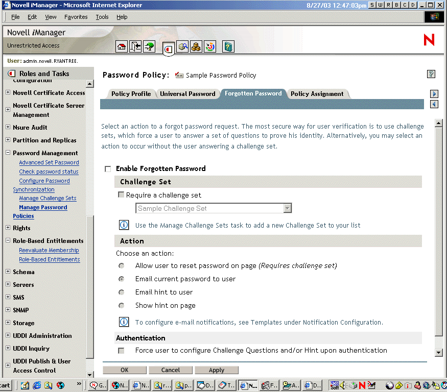 Interface Mot de passe oubli
