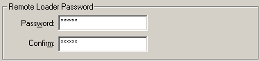 Zones de texte de spcification du mot de passe du chargeur distant