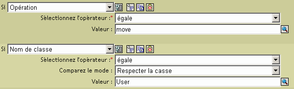 Dplacement de la condition utilisateur dans l'interface du Gnrateur de rgles