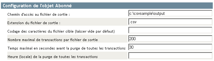 Les botes de modification de Configuration de l[apos  ]objet Abonn