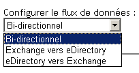 Options dans la liste déroulante Configurer le flux de données