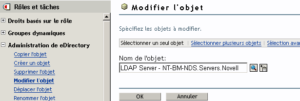 La zone d'édition nom d'objet dans la page Modifier l'objet