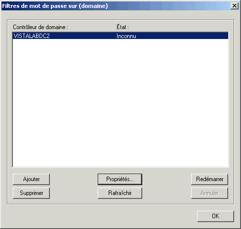 Bote de dialogue Filtres de mot de passe