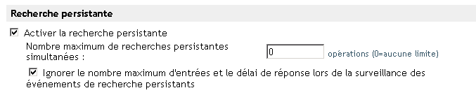 Champ Nombre maximum de recherches persistantes simultan�es