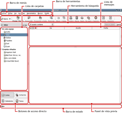 Ventana principal de Evolution