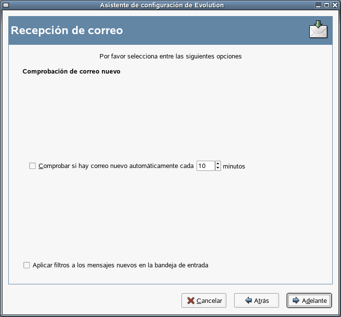 Opciones de recepcin de Directorios de correo en formato Maildir