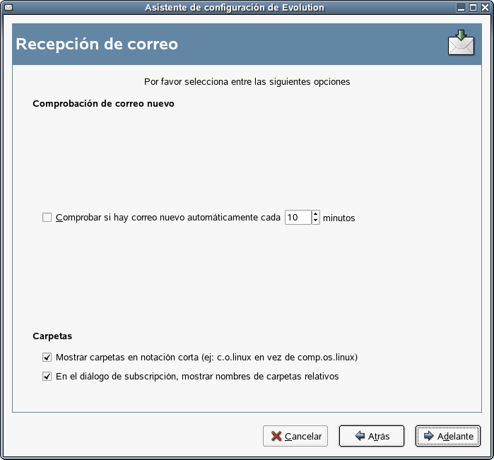 Opciones de recepcin de Noticias USENET