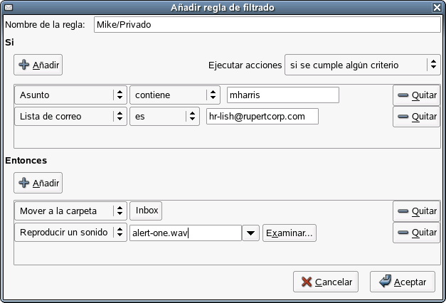Creacin de un filtro de correo