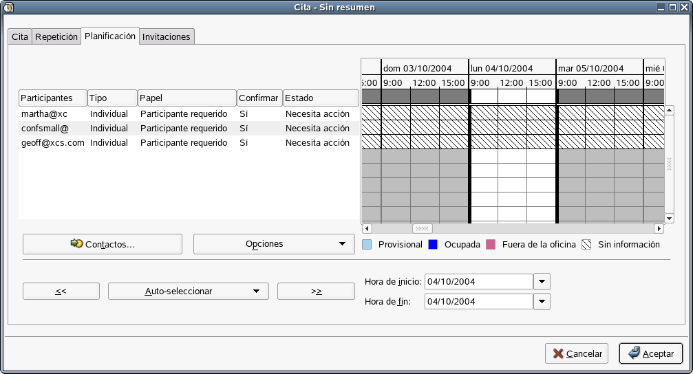 Uso de la funcin Disponibilidad