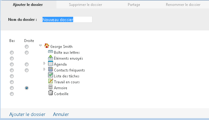 Vue Gérer les dossiers