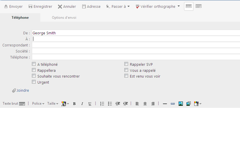 Vue Message téléphonique