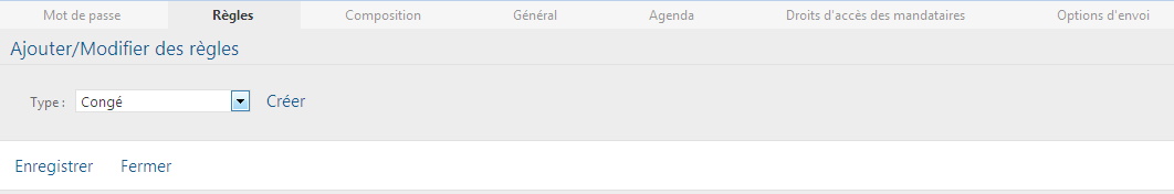 Boîte de dialogue Nouvelle règle