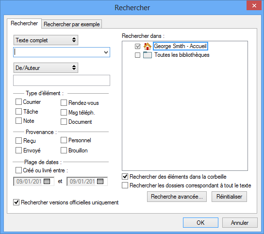 Boîte de dialogue Rechercher