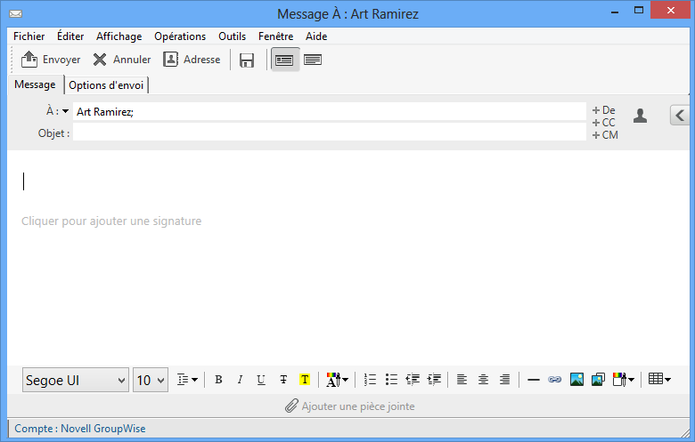 Message affichant un nom d'affichage personnalisé