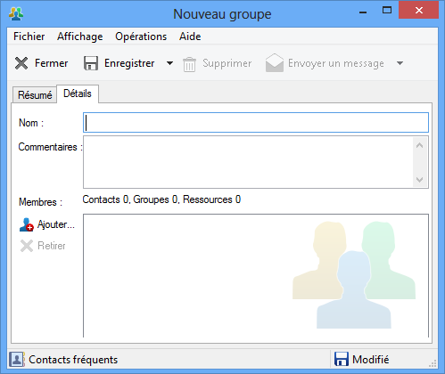 Boîte de dialogue Nouveau groupe