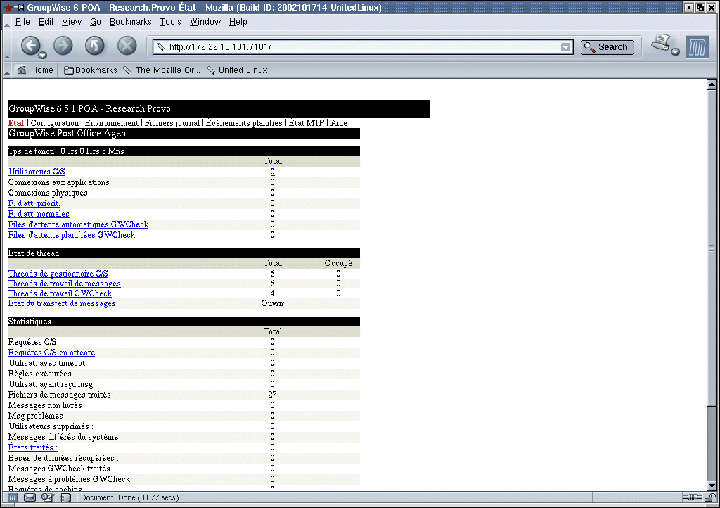 Console Web du POA Linux