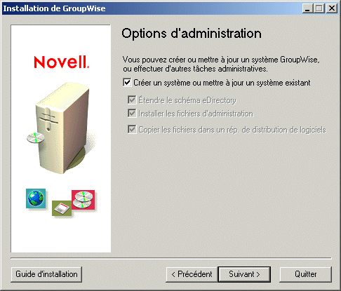 Bote de dialogue Options d'administration