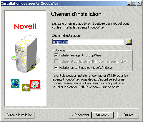 Bote de dialogue Chemin d'installation