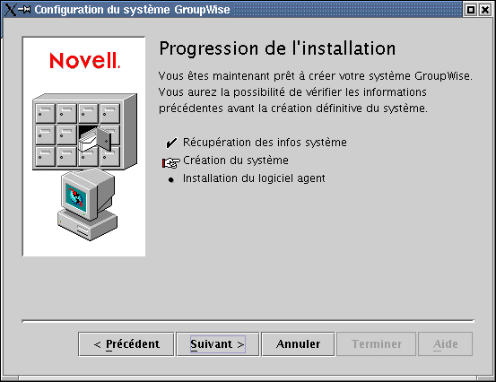 Page Progression de l'installation : Cration du systme