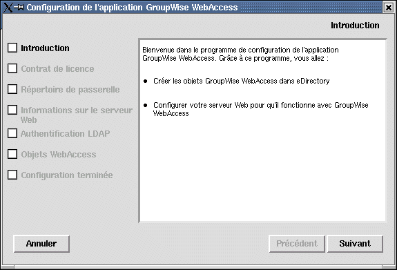 Programme de configuration de l'application WebAccess