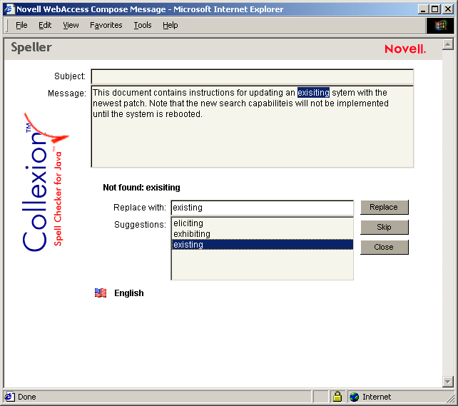 Vue Correcteur d'orthographe