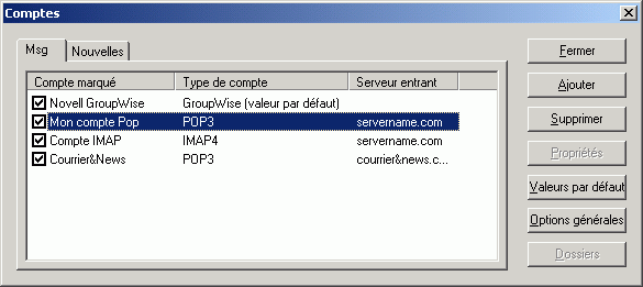 Bote de dialogue Comptes