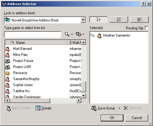 Sélecteur d'adresses