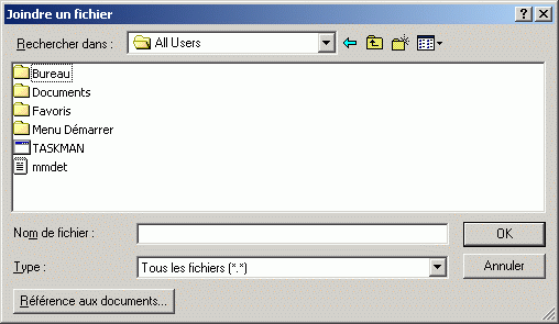 Bote de dialogue Joindre un fichier