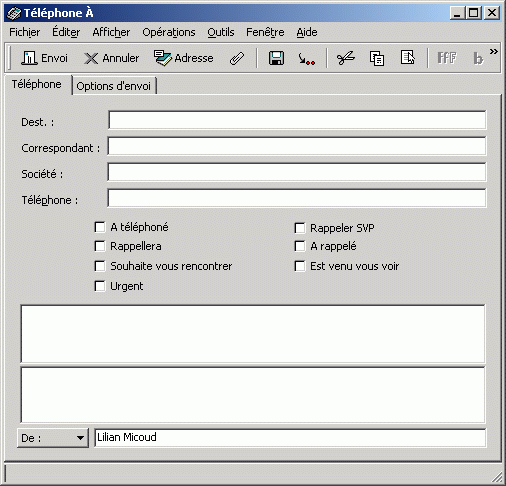 Vue Message t�l�phonique