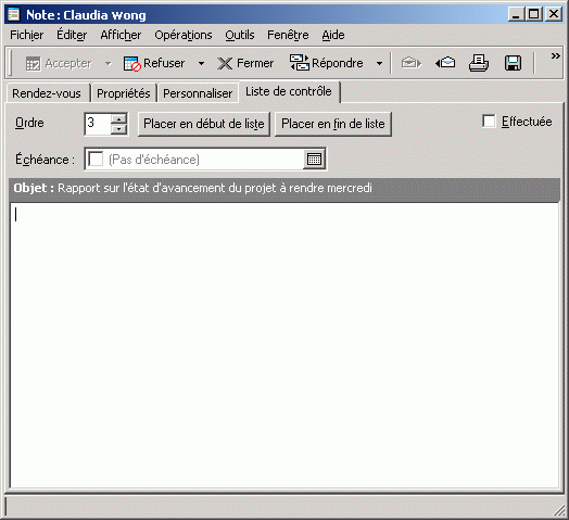 Onglet Liste de contrle