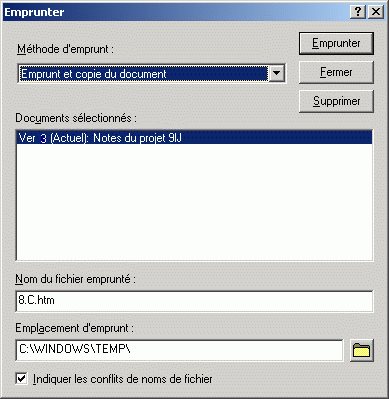 Bote de dialogue Emprunter
