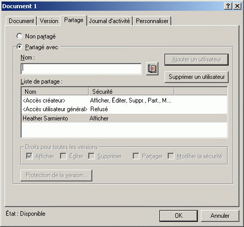 Bote de dialogue Proprits du document