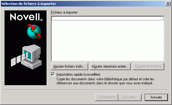 Bote de dialogue Slection de fichiers  importer
