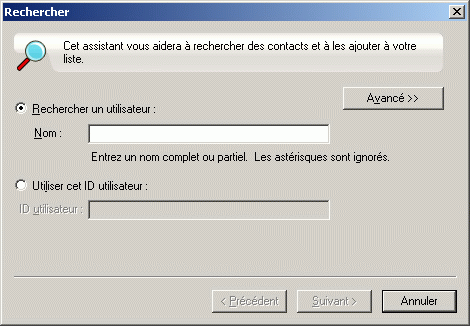 Bote de dialogue Rechercher