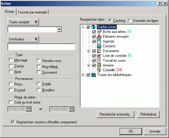 Boîte de dialogue Rechercher