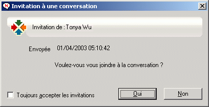 Message Invitation  une conversation