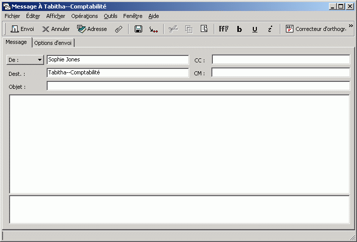 Message affichant un nom d'affichage personnalis