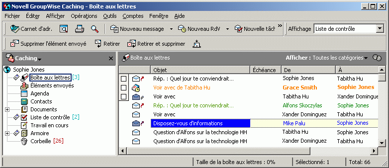 Dossier Bote aux lettres affichant les lments de la liste de contrle.