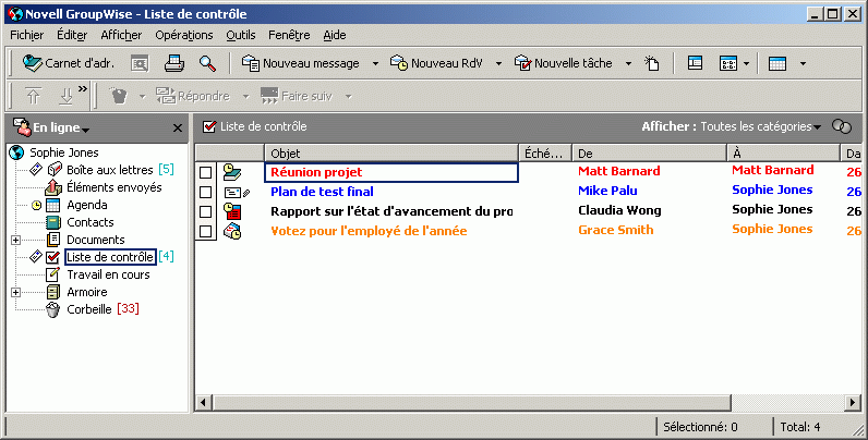 Bote aux lettres affichant le dossier Liste de contrle