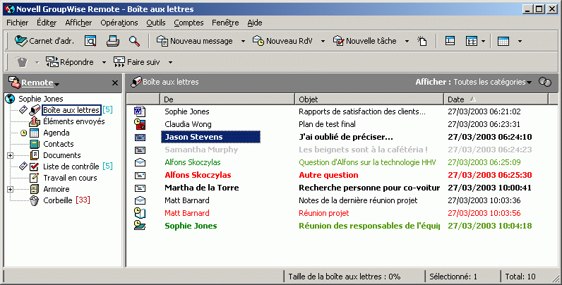 Vue Bote aux lettres avec le mode Remote slectionn